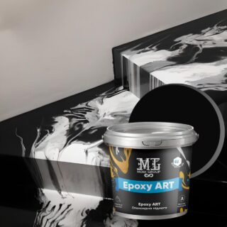 Епоксидна наливна підлога Epoxy Granitte 10 кг ефект Мрамор Чорна